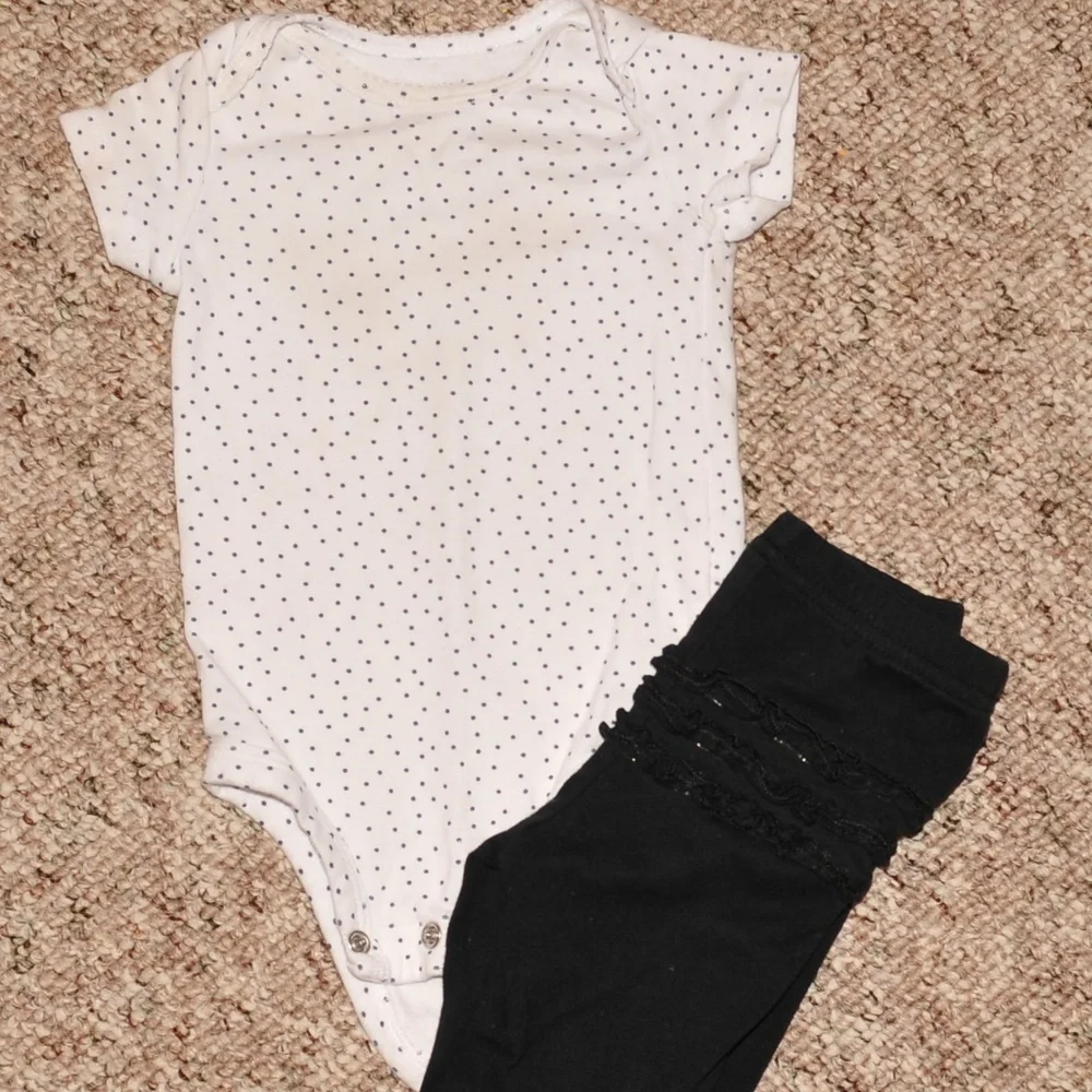 Girls White / Black Poka Dot‎ Outfit 3-6 4006*